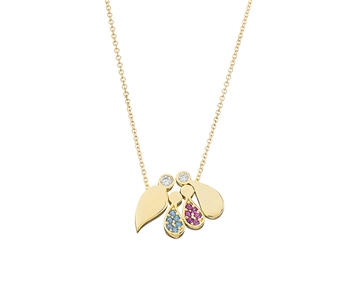 Gold fashion necklace in 14K family with gems