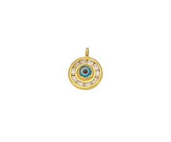 Gold pendant eye with gems in 14K
