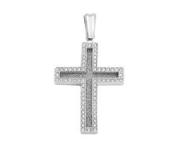 Gold cross in K14 with stones
										