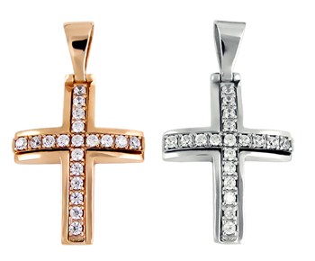 Gold cross in K14 with stones