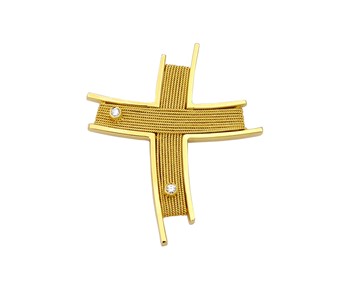 Gold handmade cross with precious stones in 18K
