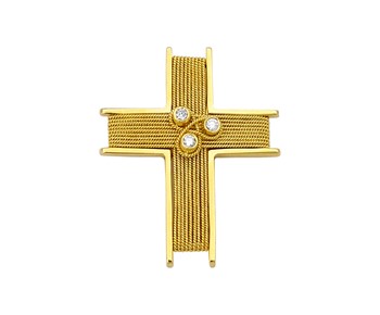 Χρυσος χειροποιητος σταυρος με μπριγιαν Κ18
										