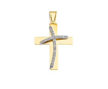 Gold cross in 14Κ with stones
										
