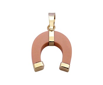 Gold fashion pendant  with pink paste in 14K
										