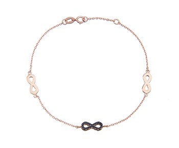 Gold bracelet infinity with stones 14Κ
										