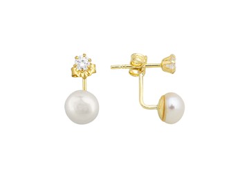 Gold earrings in 14K with stones and pearls
										