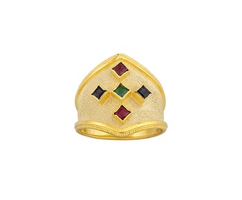 Gold handmade ring with stones 14K
										