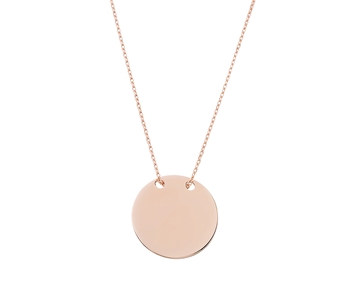 Gold round tag necklace in 14K