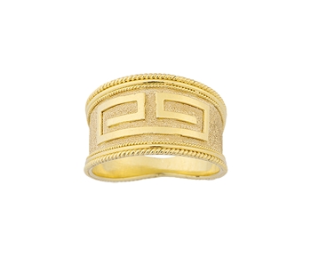 Gold handmade greek ornament ring in 14K
