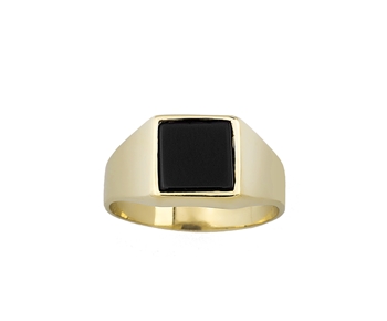 Χρυσο δαχτυλιδι Κ14 με μαυρη πετρα ονυχα