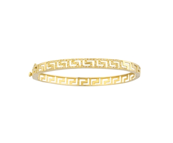 Gold greek ornament bracelet in 14K with gems