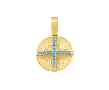 Gold fashion pendant with gems in 14K
