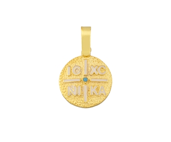 Gold fashion pendant with gem in 14Κ