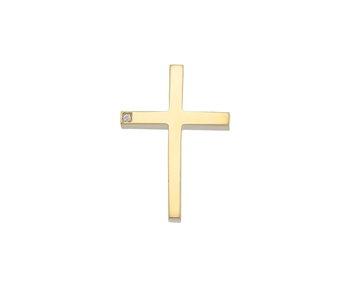 Gold cross in 14K with gem