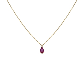 Gold fashion necklace with red gem in 14K 