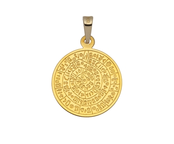Gold pendant disk of Phaistos in 14K 