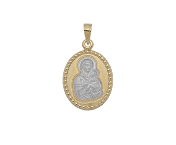 Gold pendant Madonna and Jesus Christ in 14K 