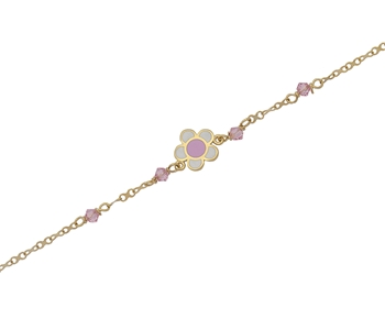 Gold fashion bracelet with flower and gems in 14K 