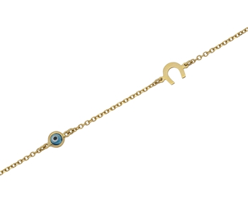 Gold fashion bracelet with petal and eye in 14K 