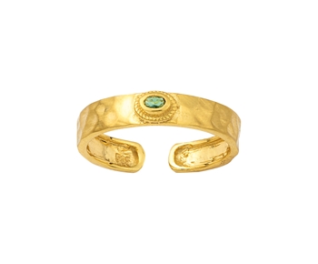 (en) Χρυσο δαχτυλιδι Κ14 Βυζαντινο με πρασινη  πετρα